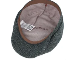 Hatteras Wool Herringbone Moss Green Flat Cap - Stetson