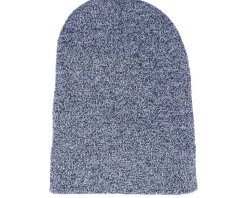 Heather Navy Long Blank Beanie - Beechfield