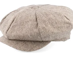 Herringbone Big Apple Cap Brown Flat Cap - Jaxon & James