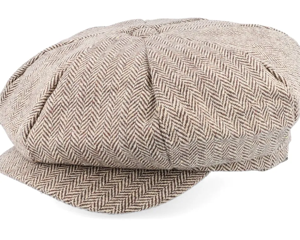 Herringbone Big Apple Cap Brown Flat Cap - Jaxon & James
