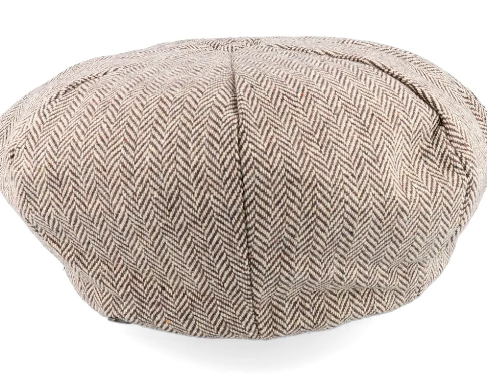 Herringbone Big Apple Cap Brown Flat Cap - Jaxon & James