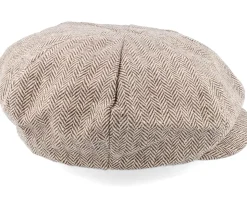 Herringbone Big Apple Cap Brown Flat Cap - Jaxon & James