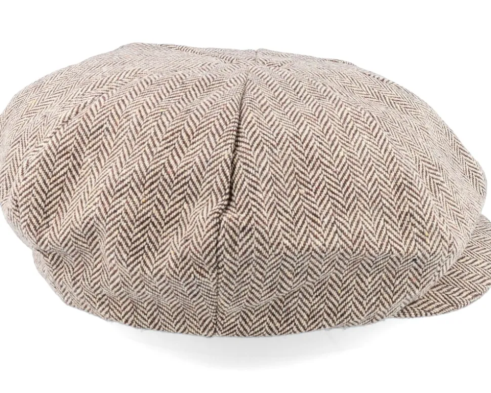 Herringbone Big Apple Cap Brown Flat Cap - Jaxon & James