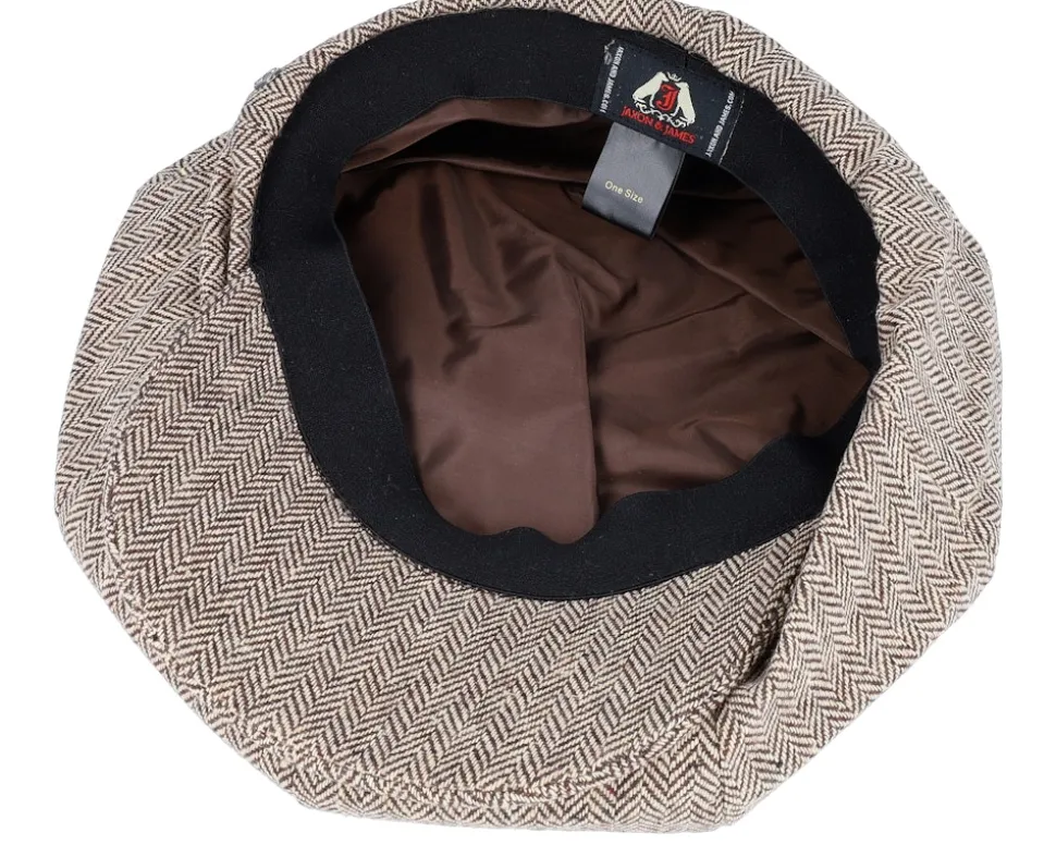Herringbone Big Apple Cap Brown Flat Cap - Jaxon & James