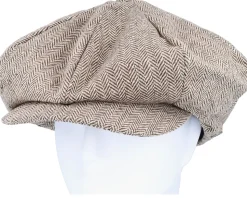 Herringbone Big Apple Cap Brown Flat Cap - Jaxon & James