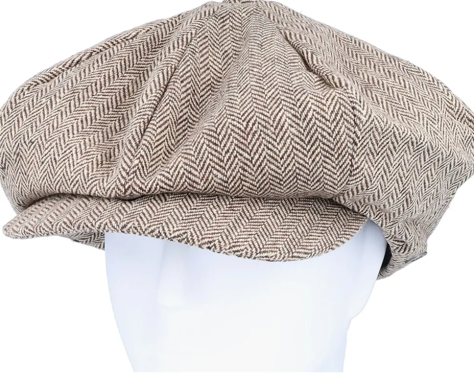 Herringbone Big Apple Cap Brown Flat Cap - Jaxon & James