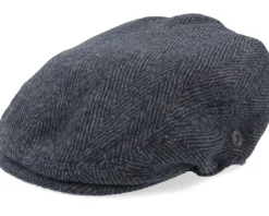 Herringbone Charcoal Flat Cap - Jaxon & James