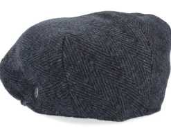 Herringbone Charcoal Flat Cap - Jaxon & James