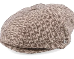 Herringbone Newsboy Cap Brown Flat Cap - Jaxon & James