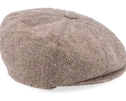 Herringbone Newsboy Cap Brown Flat Cap - Jaxon & James