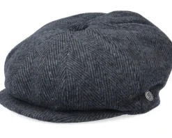 Herringbone Newsboy Charcoal Flat Cap - Jaxon & James