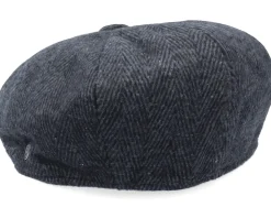 Herringbone Newsboy Charcoal Flat Cap - Jaxon & James