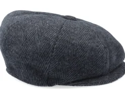 Herringbone Newsboy Charcoal Flat Cap - Jaxon & James