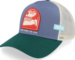 Hft Comes The Sun Beige/Bluegrey/Green A-Frame Trucker - Coastal