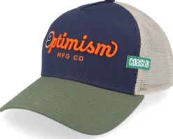 Hft Optimism Co Off White/Navy/Green A-Frame Trucker - Coastal