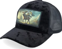 Historical Swedish King Patch Velvet Black Trucker - Iconic