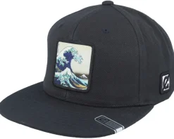 Hokusai The Great Wave Black Snapback - Public Domain
