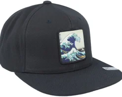 Hokusai The Great Wave Black Snapback - Public Domain