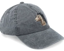 Horse Embroidery Washed Black Dad Cap - Wild Spirit