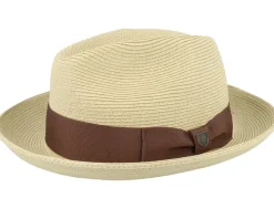 Horton Cb Packable Fedora Dark Tan/Light Brown Straw Hat - Brixton