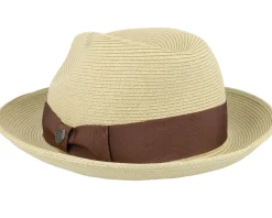 Horton Cb Packable Fedora Dark Tan/Light Brown Straw Hat - Brixton