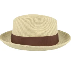 Horton Cb Packable Fedora Dark Tan/Light Brown Straw Hat - Brixton