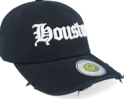 Houston 3d Script Destroyed Black Dad Cap - Lucid Smile