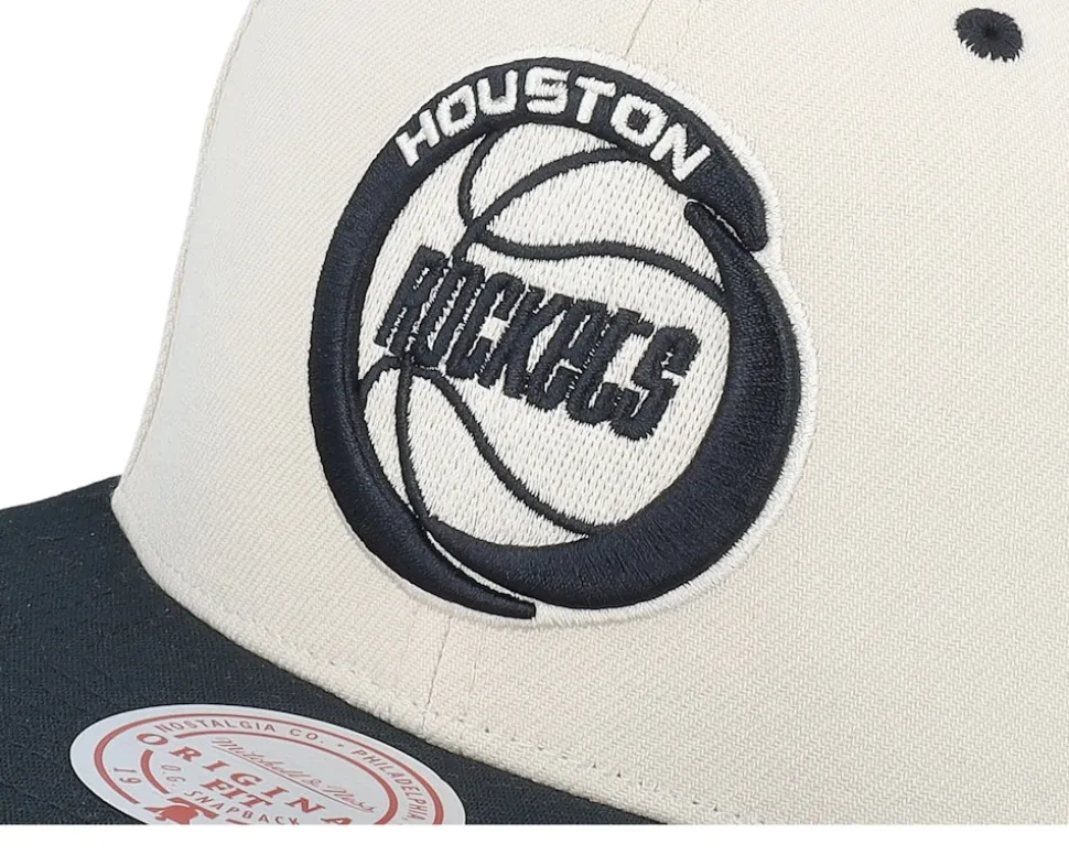 Houston Rockets Evergreen Cream Black Hwc Off White/Black Snapback - Mitchell & Ness
