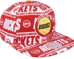 Houston Rockets Meat Paper Maroon Snapback - Mitchell & Ness