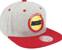 Houston Rockets Melton Patch Grey/Red Snapback - Mitchell & Ness