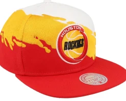 Houston Rockets Paintbrush White/Red Snapback - Mitchell & Ness