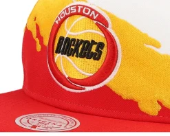 Houston Rockets Paintbrush White/Red Snapback - Mitchell & Ness