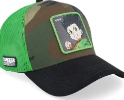 Hunter X Hunter Gon Green/Camouflage/Black A-Frame Trucker - Capslab