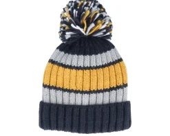 Hygge Striped Beanie Dijon Blue Pom - Beechfield