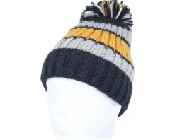 Hygge Striped Beanie Dijon Blue Pom - Beechfield
