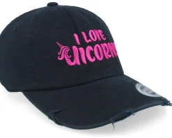 I Love Unicorns Black Destroyed Dad Cap - Unicorns