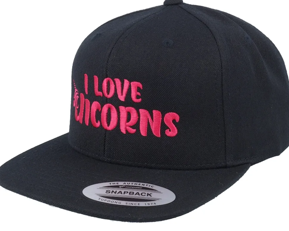 I Love Unicorns Black Snapback - Unicorns