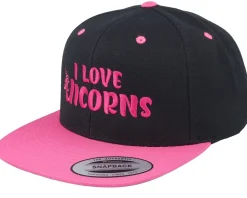 I Love Unicorns Black/Neon Pink Snapback - Unicorns
