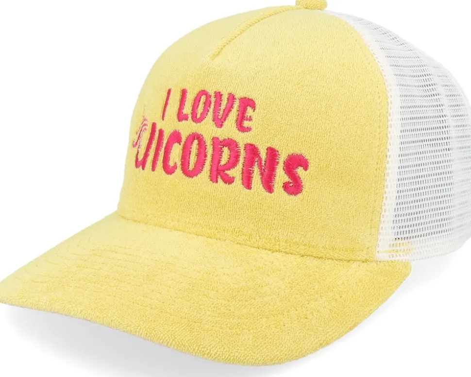 I Love Unicorns Terry Yellow A-frame Trucker - Unicorns