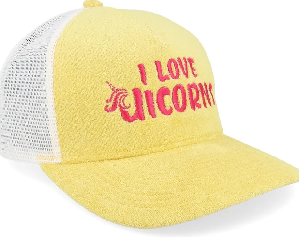 I Love Unicorns Terry Yellow A-frame Trucker - Unicorns