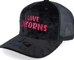 I Love Unicorns Velvet Black/Black A-frame Trucker - Unicorns
