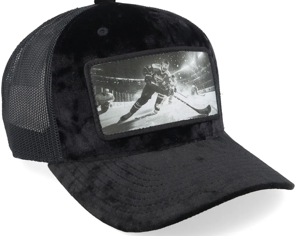 Ice Hockey Player Patch Velvet Black A.frame Trucker - Calza Pennello