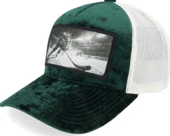 Ice Hockey Player Patch Velvet Green/Ivory A-Frame Trucker - Calza Pennello