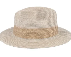 In Natural Straw Braid Linen Sand Fedora - Seeberger