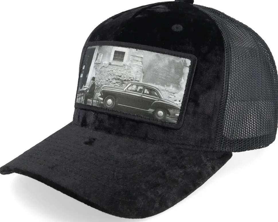 Italy Street And Classic Car Velvet Green/Ivory A-Frame Trucker - Calza Pennello