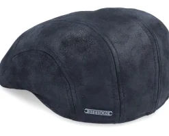 Ivy Cap Pigskin Black Flat Cap - Stetson