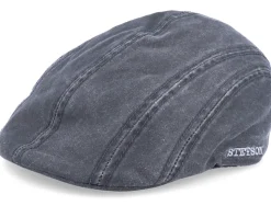Ivy CO/PE Ear Flap Black Flat Cap - Stetson