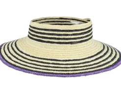 Joanna Light Tan/Black Visor Straw Hat - Brixton
