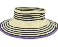 Joanna Light Tan/Black Visor Straw Hat - Brixton