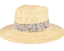 Joanna Short Brim Hat Honey/White Floral Straw Hat - Brixton